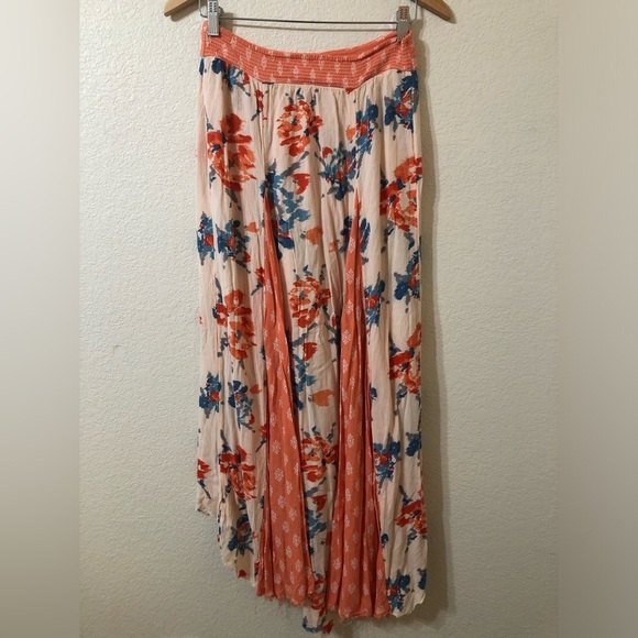 Free People Show You Off Sheer Pleated Boho Patchwork Maxi Skirt - Size Medium - Picture 4 of 5